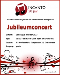 Incanto bestaat 20 jaar! Speciaal jubileumconcert op zondag 29 oktober